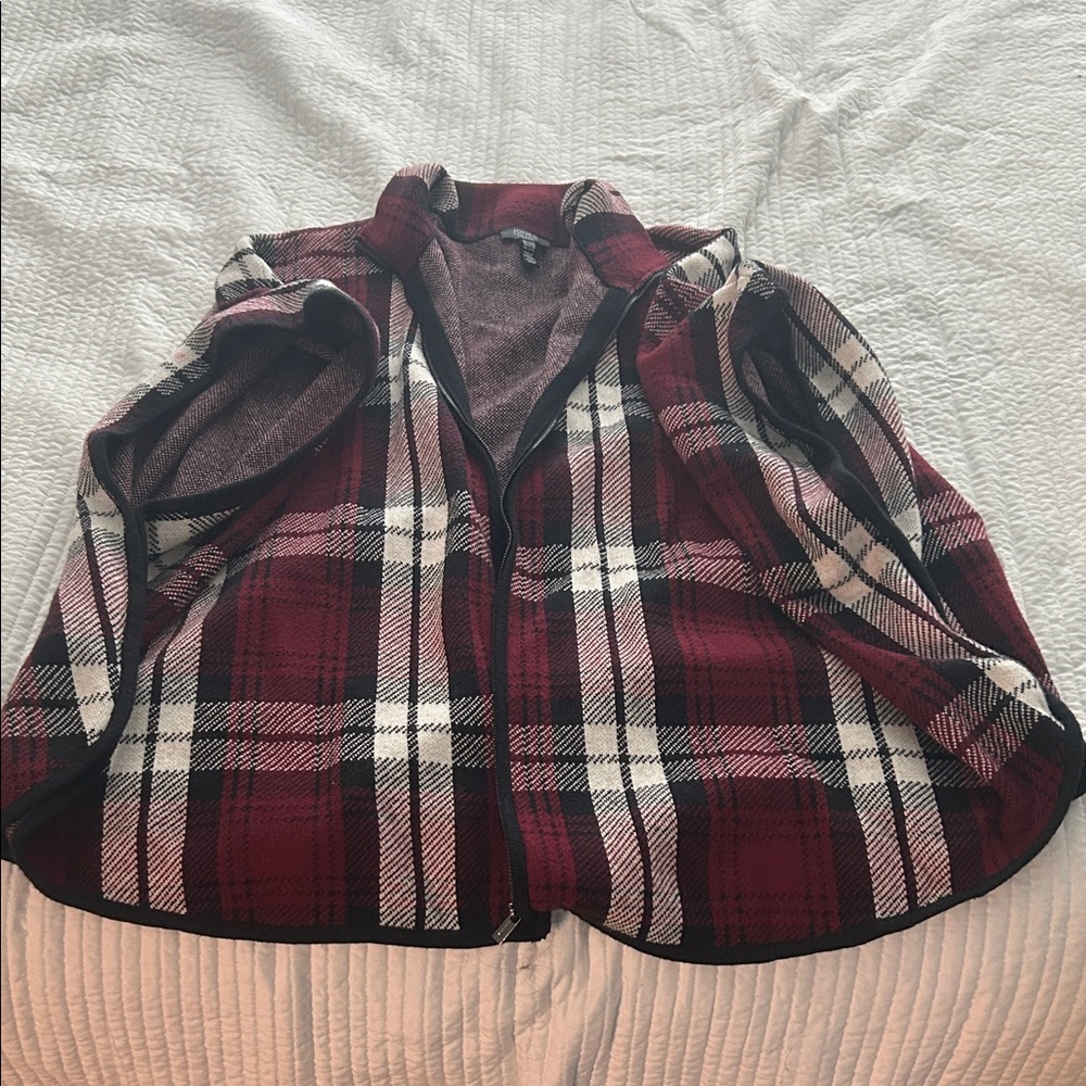 Jones New York Red and Black Patterned Vest